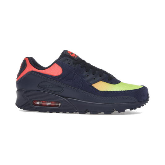Nike Air Max 90 Blackened Blue Lemon Venom Hyper Crimson Gradient