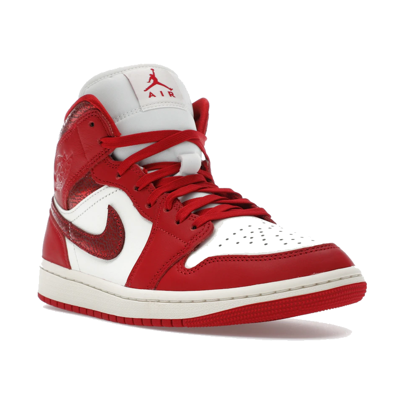 Air Jordan 1 Mid SE Red Cracked Leather