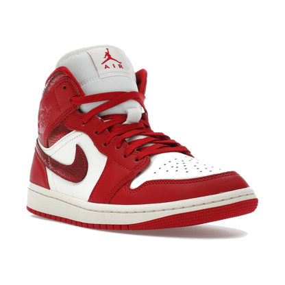 Air Jordan 1 Mid SE Red Cracked Leather