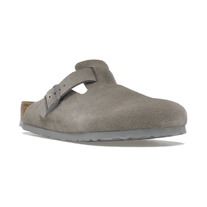 Birkenstock Boston Soft Footbed Suede Stone Coin