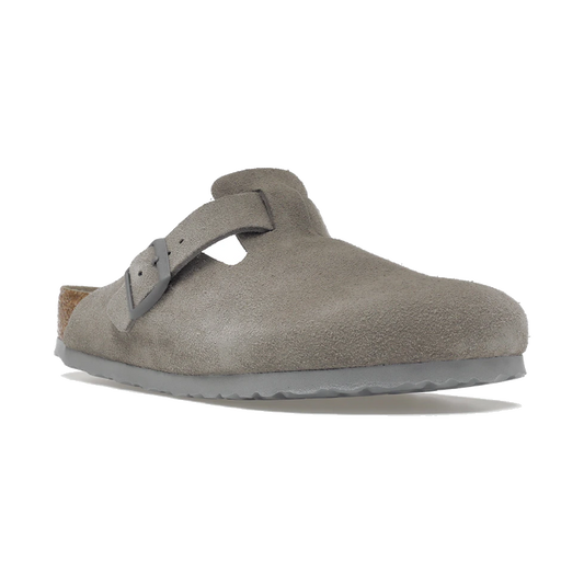 Birkenstock Boston Soft Footbed Suede Stone Coin
