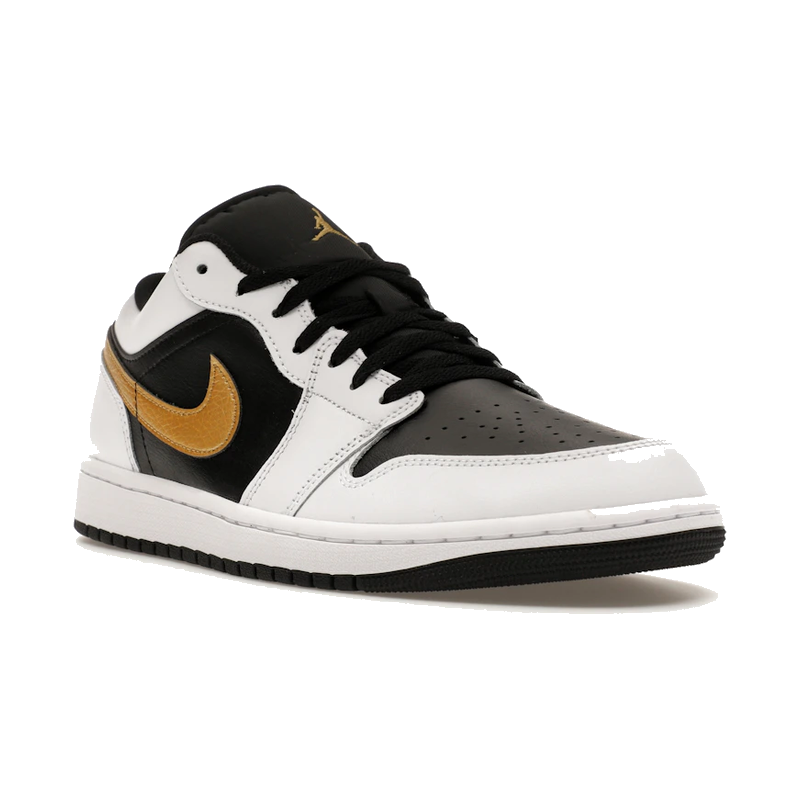 Air Jordan 1 Low White Black Metallic Gold Swoosh