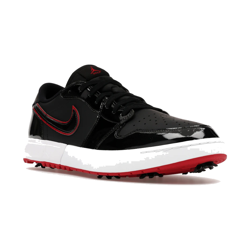 Air Jordan 1 Low Golf Spiked Bred Black Patent