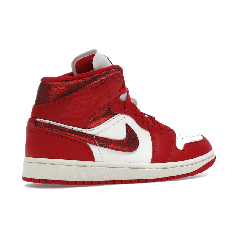 Air Jordan 1 Mid SE Red Cracked Leather