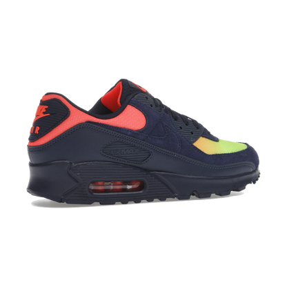 Nike Air Max 90 Blackened Blue Lemon Venom Hyper Crimson Gradient