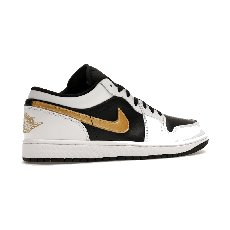 Air Jordan 1 Low White Black Metallic Gold Swoosh